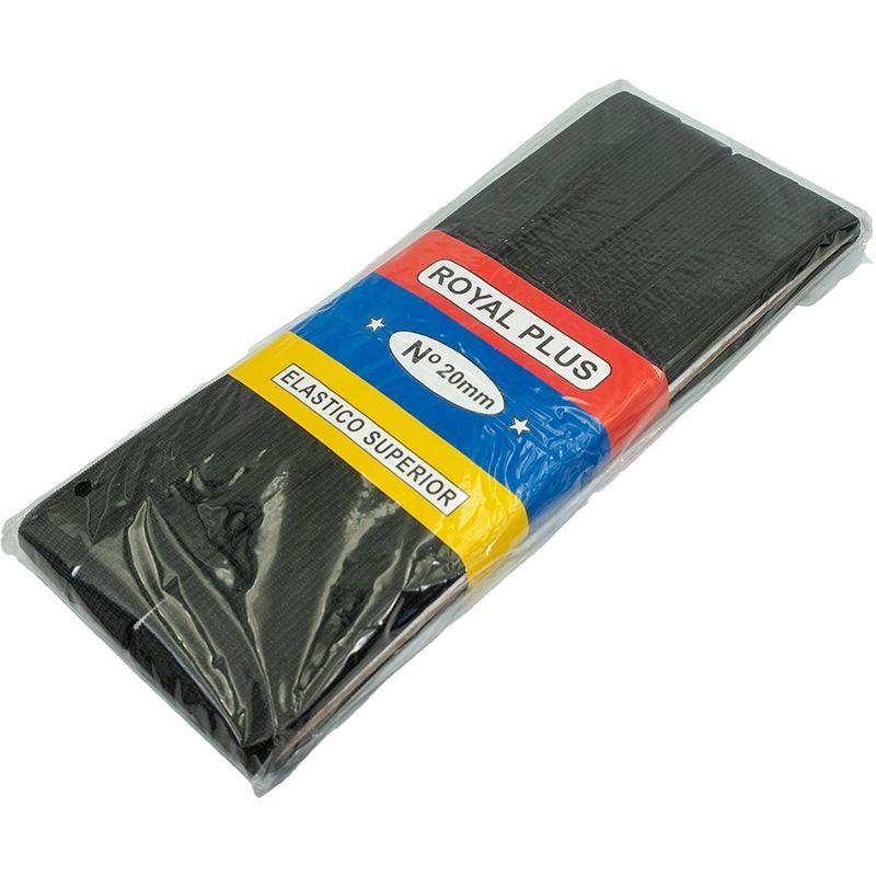 GENERICO - Elástico Negro 20mm de ancho, pieza de 10 mts