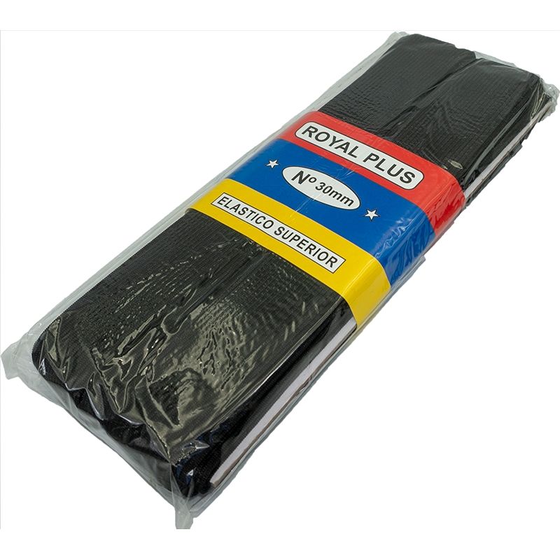 GENERICO - Elástico Negro 30mm de ancho, pieza de 10 mts