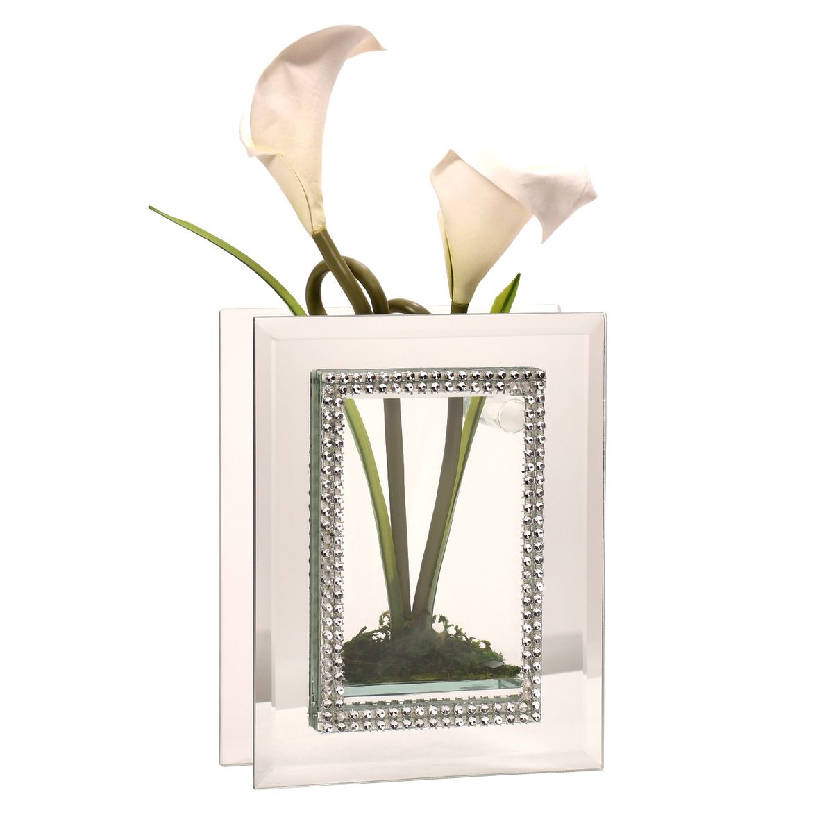 GENERICO - Florero adorno de cristal 30 cm Cala blanca