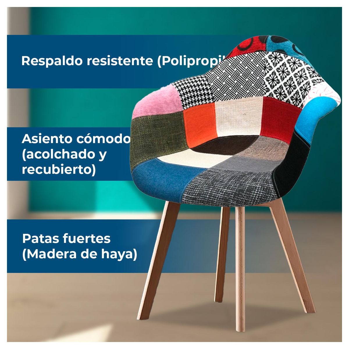 GLOBAL LATIN GROUP - Pack 2 Sillas De Diseño Eames Patchwork Color Variado