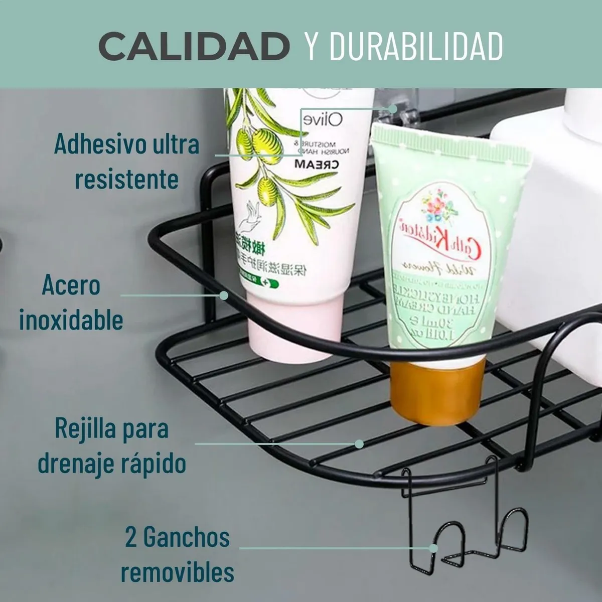 CASATUA - Organizador De Ducha Repisa Baño Adhesivo Set Inoxidable