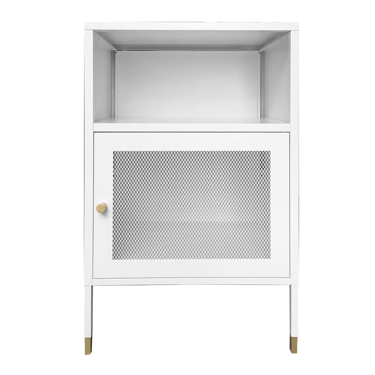 MOBITAT - Velador Puertas de Malla Metálica color Blanco