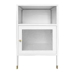 MOBITAT - Velador Puertas de Malla Metálica color Blanco.