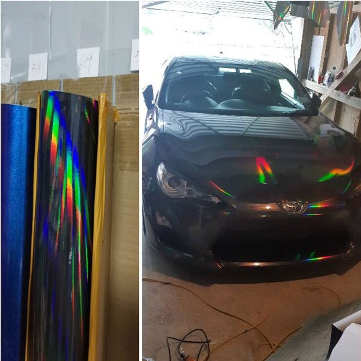 GENERICO - Papel Vinilo CROMO NEGRO Laser Holográfico Tornasol Karvas