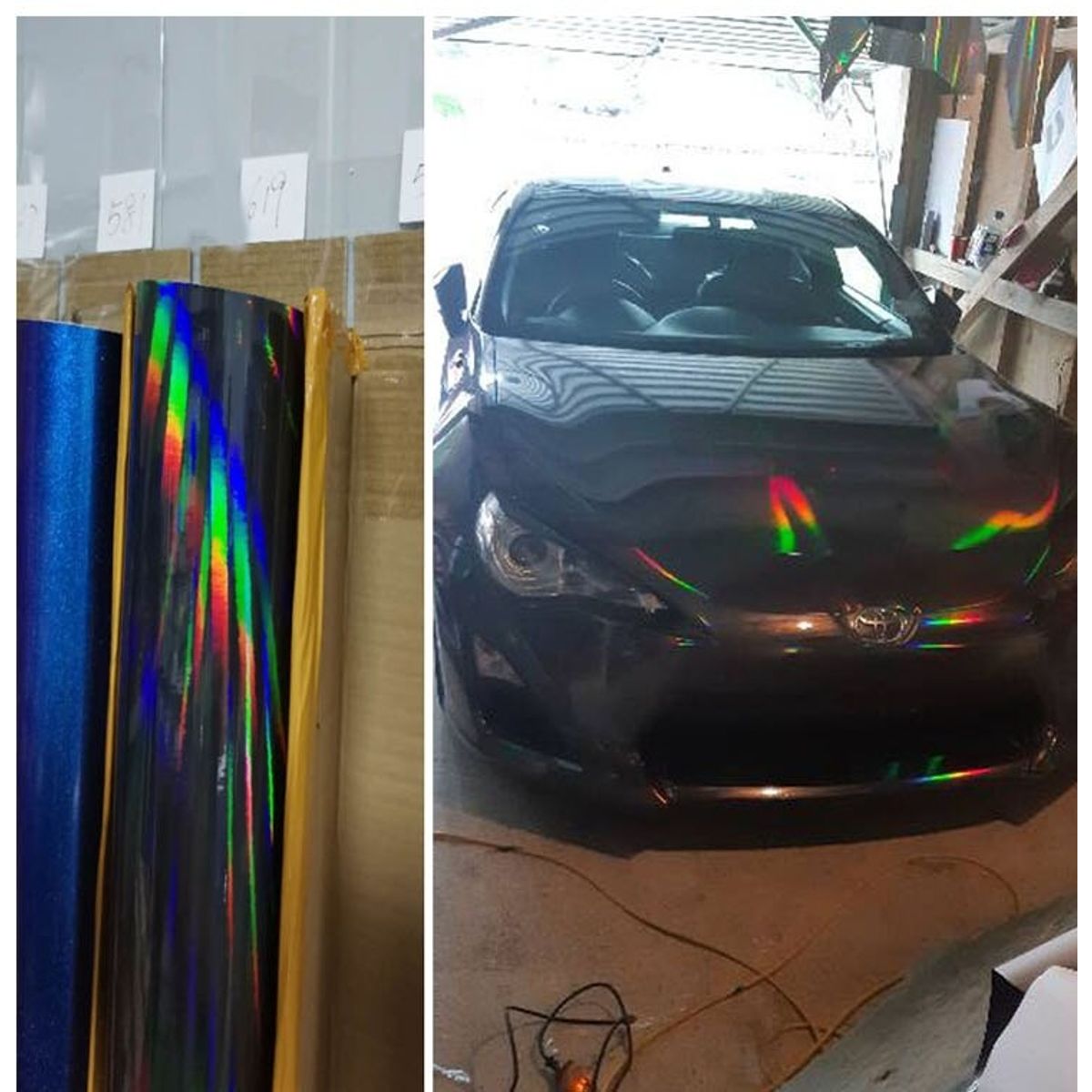 GENERICO - Papel Vinilo CROMO NEGRO Laser Holográfico Tornasol Karvas