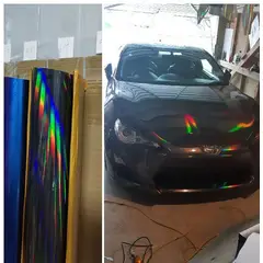 GENERICO - Papel Vinilo CROMO NEGRO Laser Holográfico Tornasol Karvas