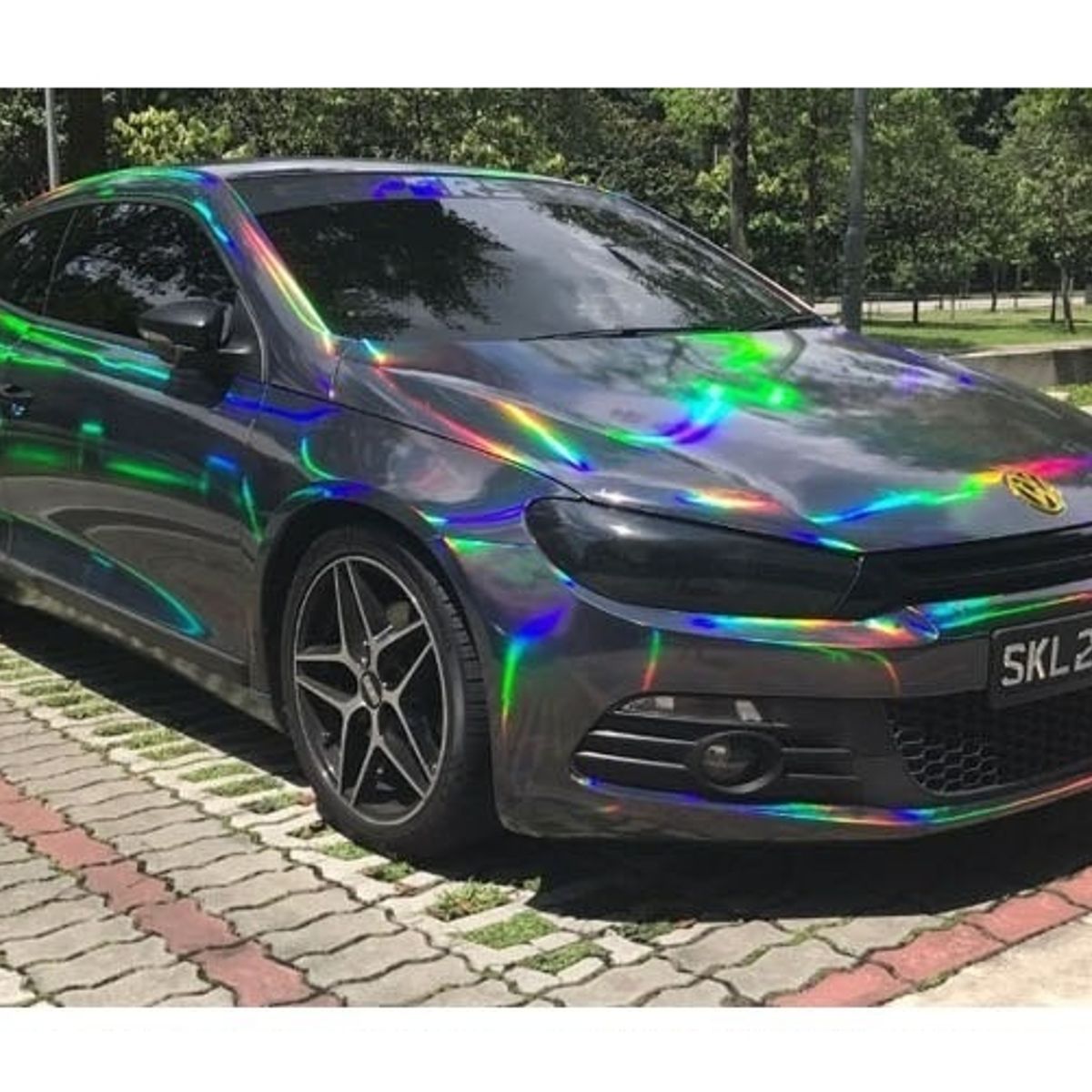 GENERICO - Papel Vinilo CROMO NEGRO Laser Holográfico Tornasol Karvas