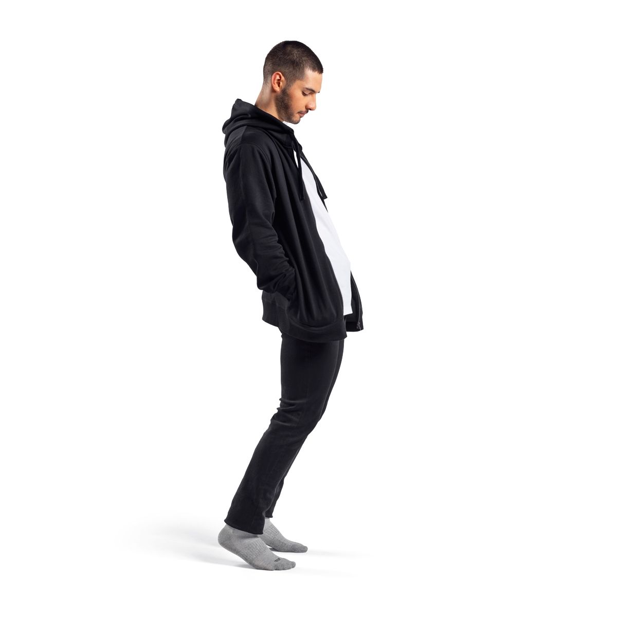 TOP - Polerón Con Gorro Hombre Negro Top