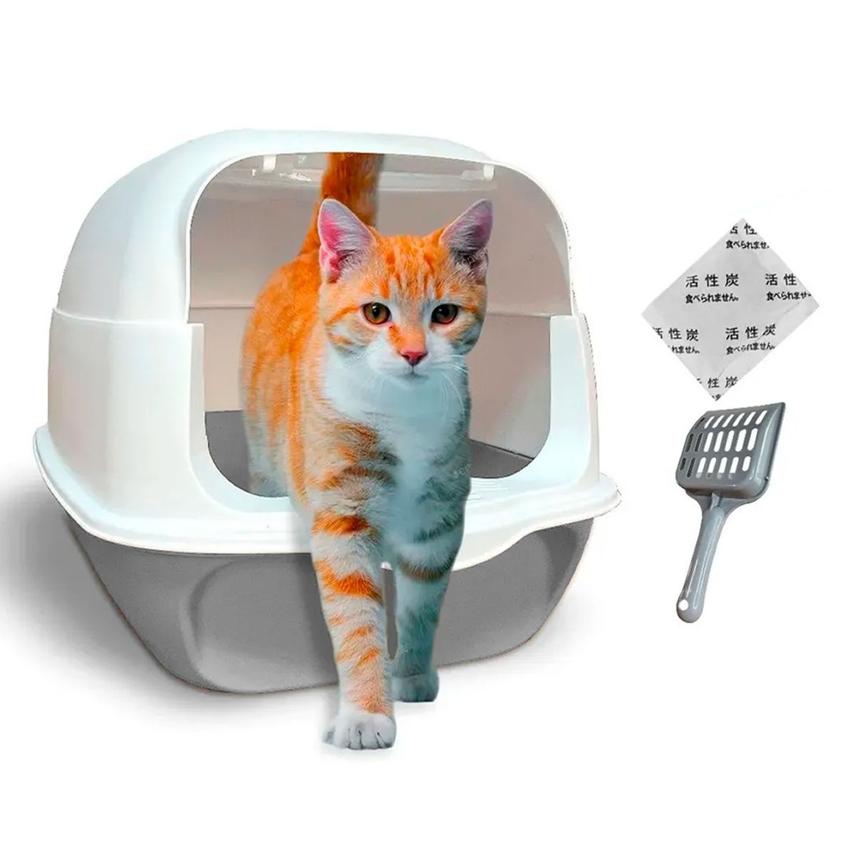 GENERICO - Arenero Para Gatos Baño Cerrado Bandeja Sanitaria Gris