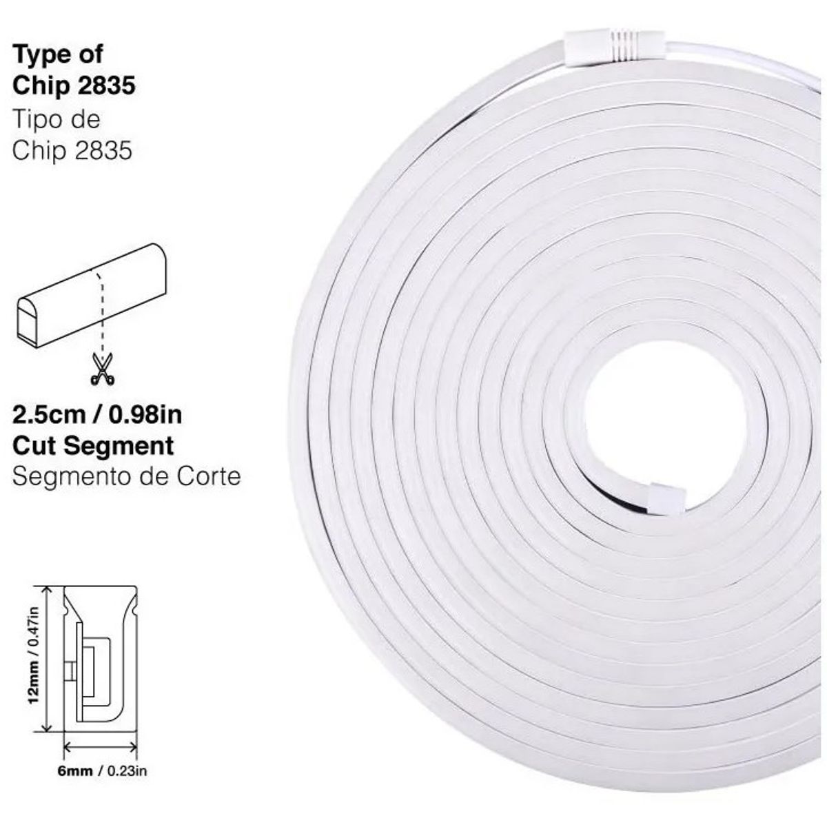 GENERICO - Cinta Tira Luz Led Neon Flexible 5 Metros Colores Auto 12 V