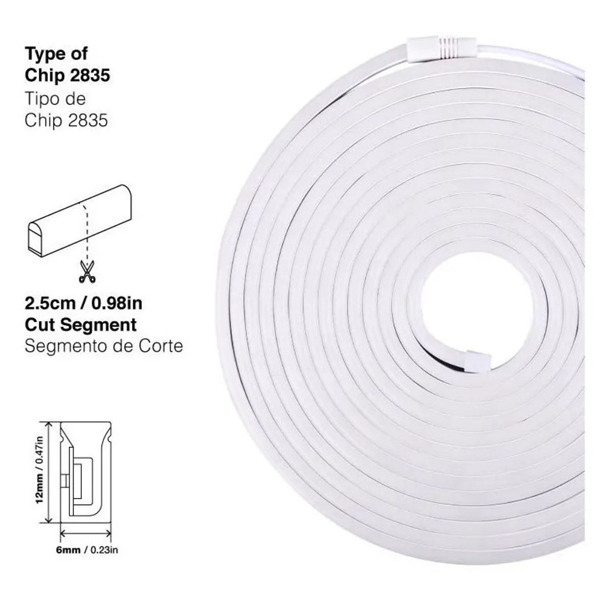 GENERICO - Cinta Tira Luz Led Neon Flexible 5 Metros Colores Auto 12 V