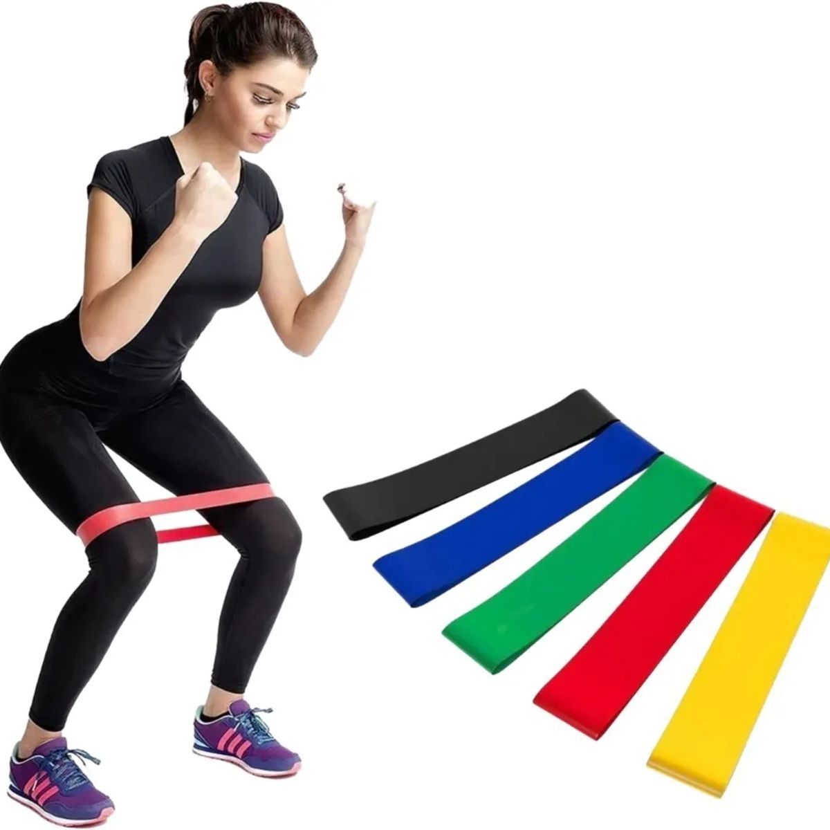 GENERICO - Pack 5 Bandas Elásticas. Resistencia. Pilates, Fitness, Yoga