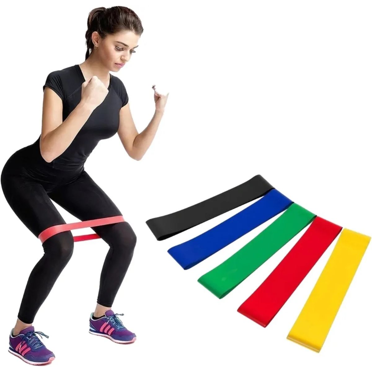 GENERICO - Pack 5 Bandas Elásticas. Resistencia. Pilates, Fitness, Yoga