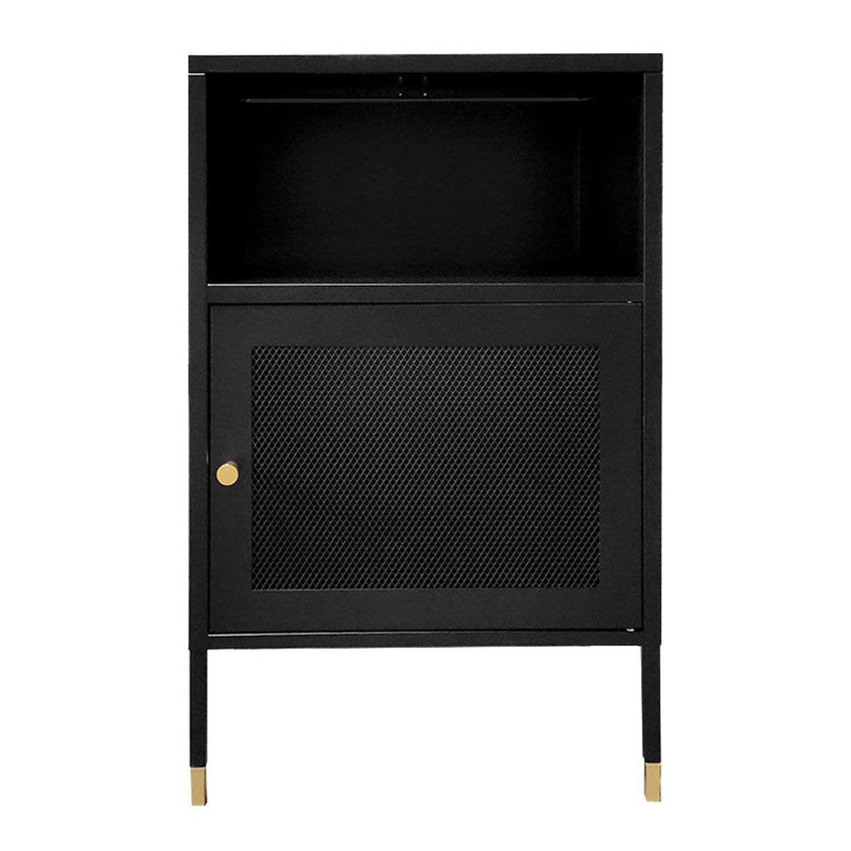 MOBITAT - Velador Puertas de Malla Metálica color Negro