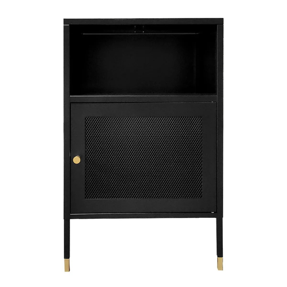 MOBITAT - Velador Puertas de Malla Metálica color Negro