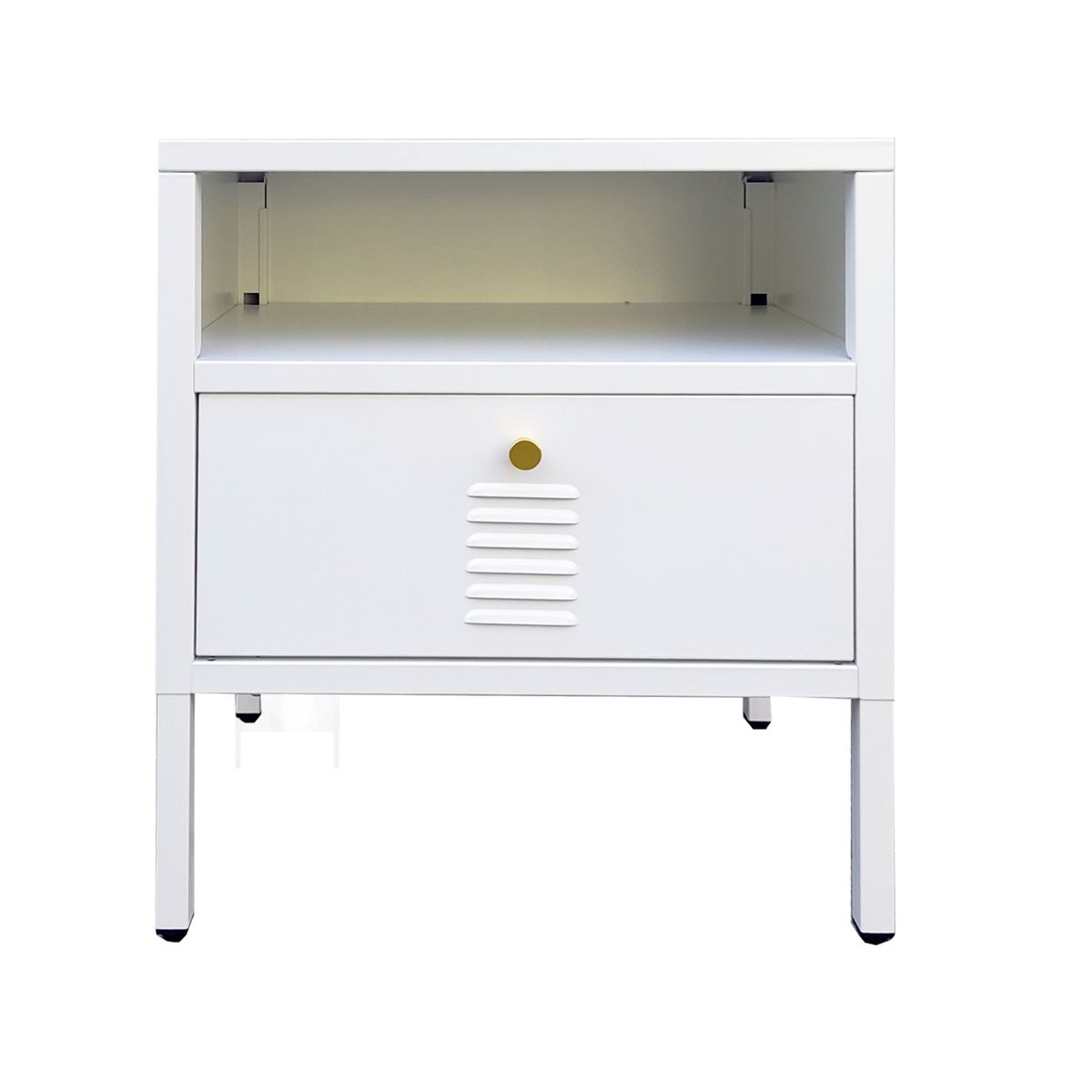 MOBITAT - Velador con Cajon Metálico Colorblock Blanco