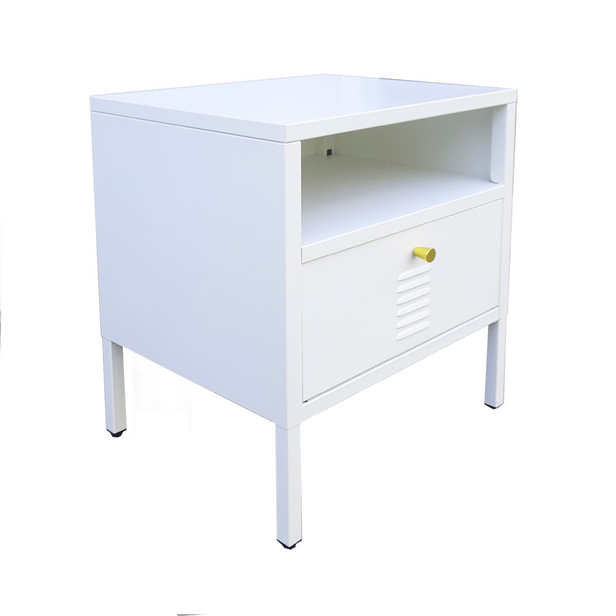 MOBITAT - Velador con Cajon Metálico Colorblock Blanco