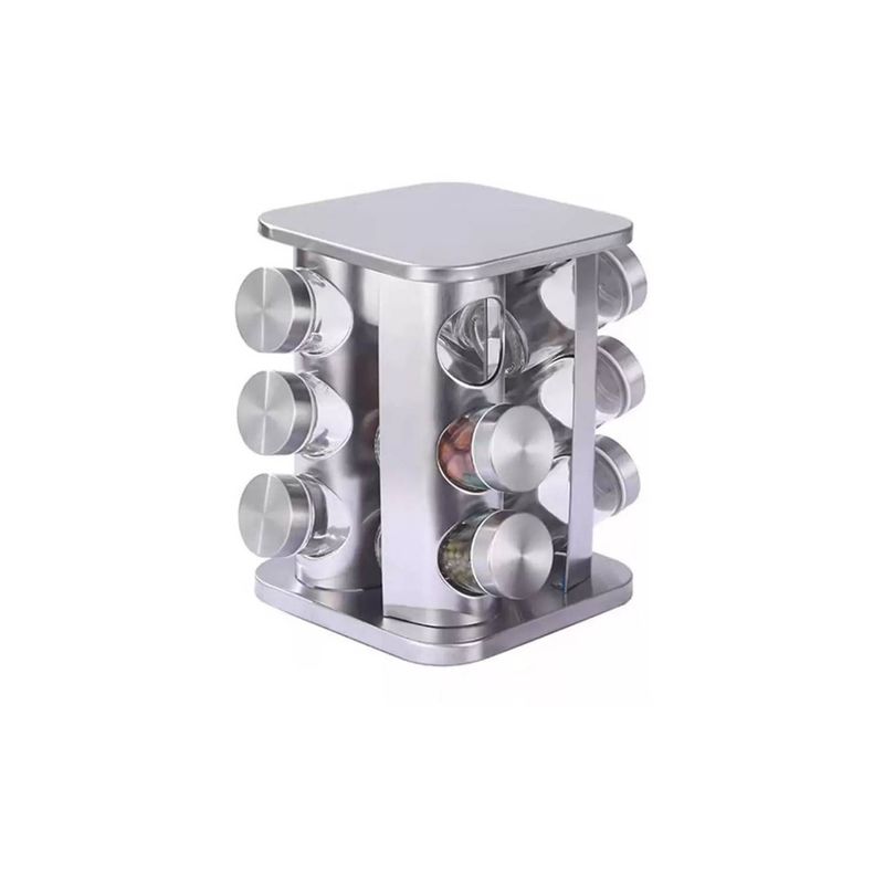 UNIVERSAL - Especiero 12 Frascos De Vidrio Base Metalica