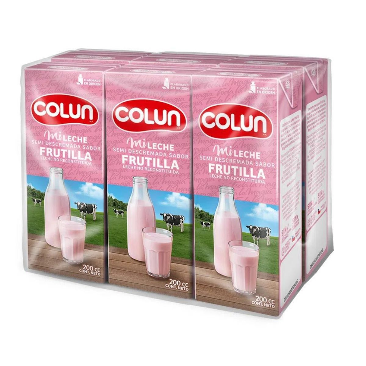 COLUN - Leche Semi descremada Frutilla 6 Unid Colun 200 Ml