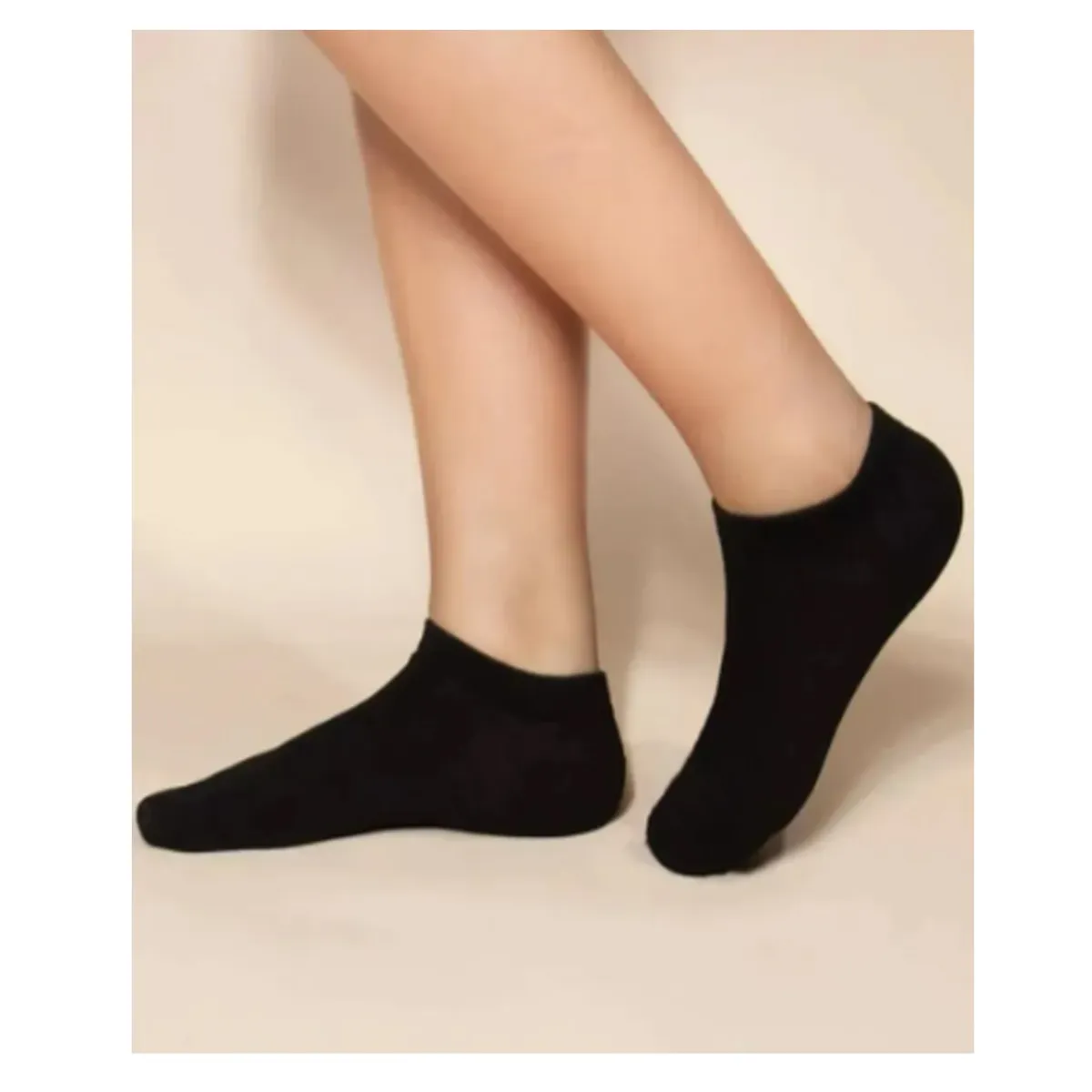 EVERSO - 12 pares Calcetines Bambú Tobilleras Algodón Sólo Negro