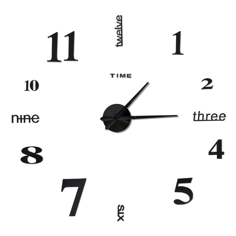 GENERICO - Reloj Pared Mural 3d Decoración Casa Living 120 Cm Negro