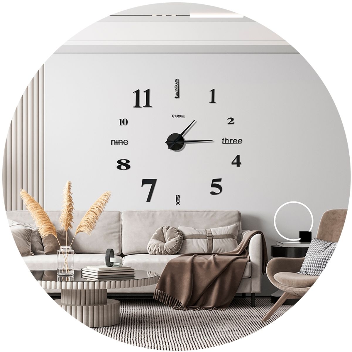 GENERICO - Reloj Pared Mural 3d Decoración Casa Living 120 Cm Negro