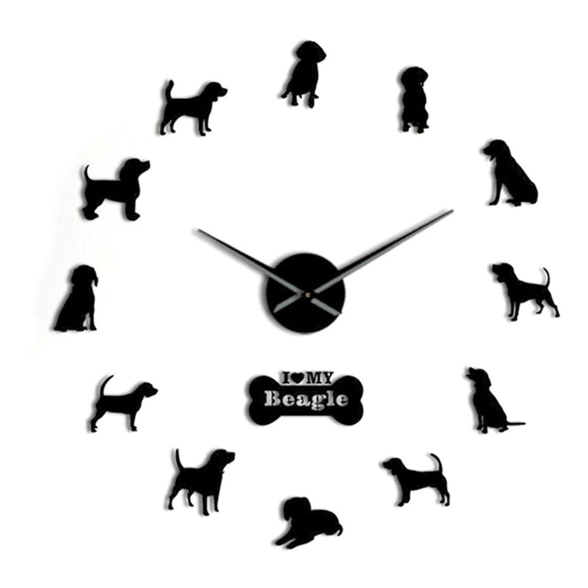 GENERICO - Reloj Pared 3d Decoración Casa Oficina Living Mascotas Negro