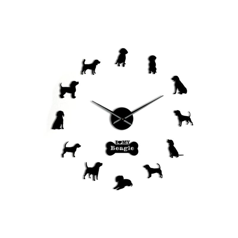 GENERICO - Reloj Pared 3d Decoración Casa Oficina Living Mascotas Negro