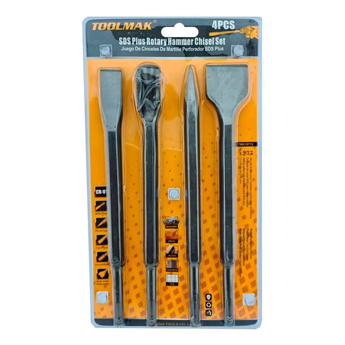 GENERICO - Set Juego De Broca Para Rotomartillo Sds Plus 4 Pcs Cr-v Tmk