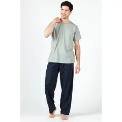 BARBIZON - Pijama de Hombre Tomas Pantalón Manga Corta Verde