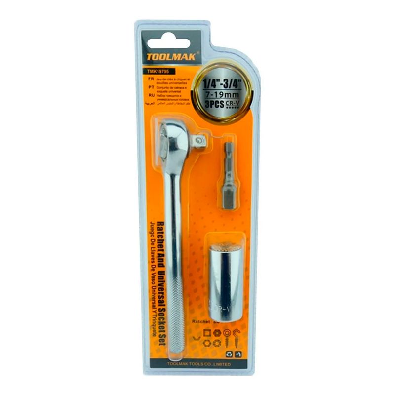 GENERICO - Dado Universal 7 - 19mm Chicharra Adaptador Taladro 3pcs Tmk
