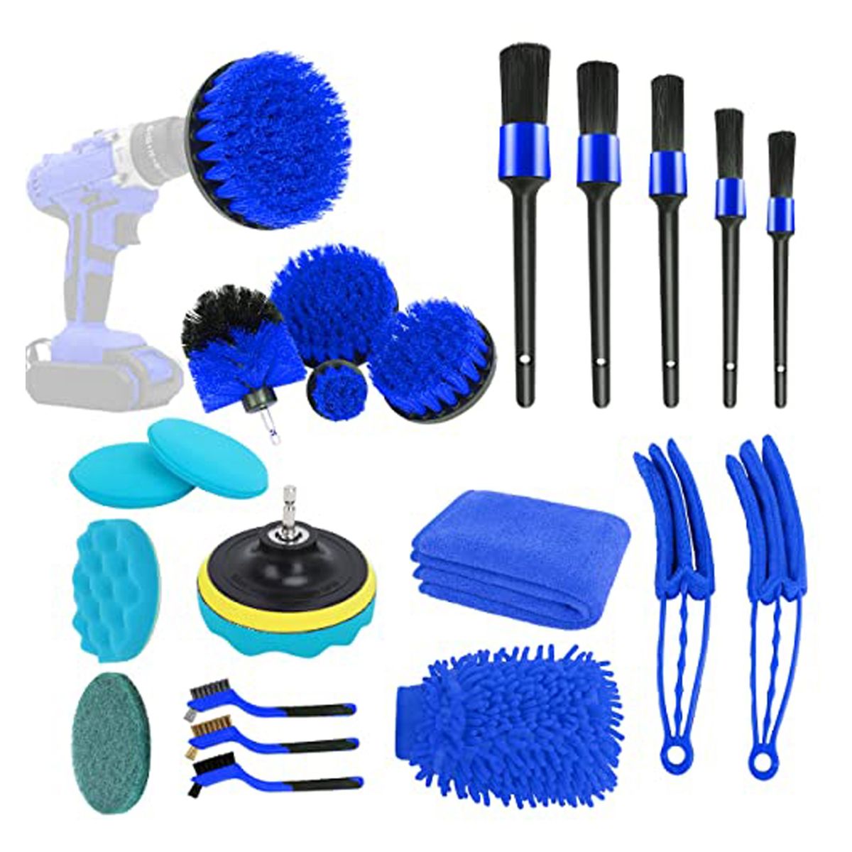 EVERSO - Kit Limpieza Lavado Automovil 22 En 1 Micro Fibra