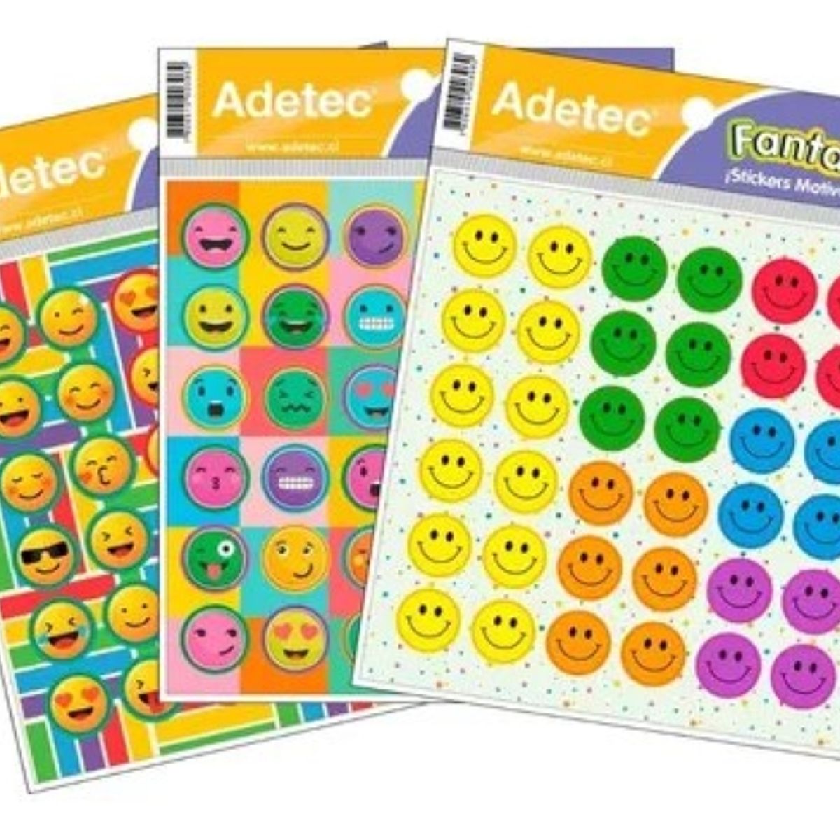 ADETEC - Etiqueta Escolar Diseño Caritas Autodhesiva 2 Hojas Adetec