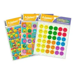 ADETEC - Etiqueta Escolar Diseño Caritas Autodhesiva 2 Hj