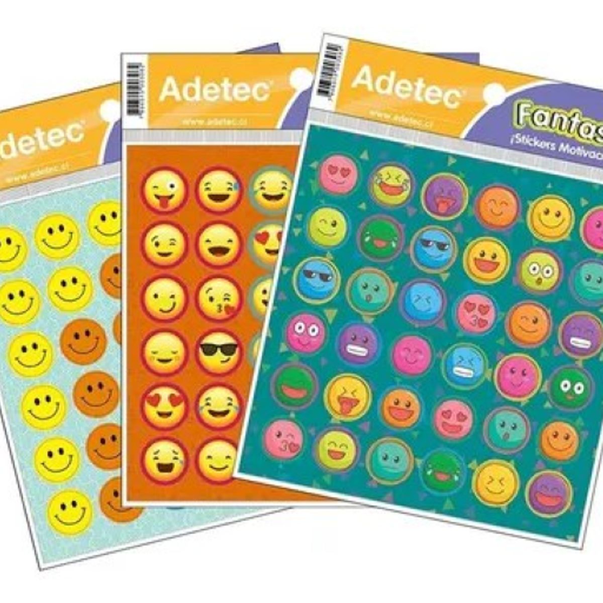 ADETEC - Etiqueta Escolar Diseño Caritas Autodhesiva 2 Hojas Adetec