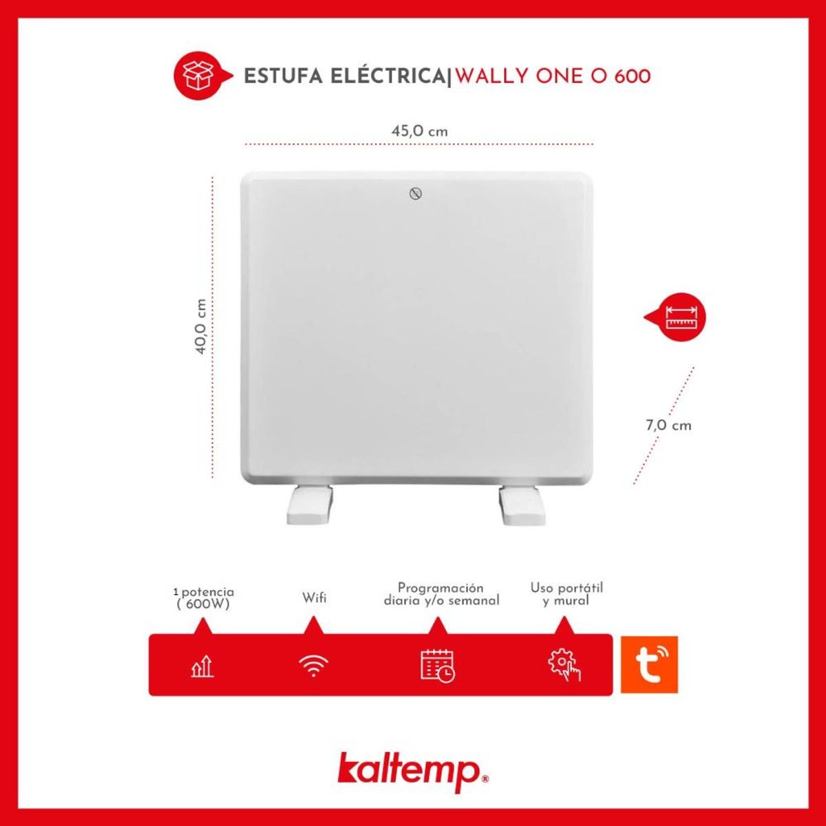 KALTEMP - Estufa Calefactor Eléctrico Kaltemp Wally One O 600 Wifi KALTEMP