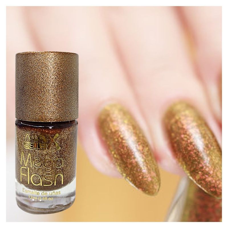 MAX - Esmalte de uñas glitter cobertura maxima mega flash