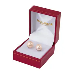 MALLORCA - Aros Perla de 10 mm Vastago Acero - Oriente Rosado