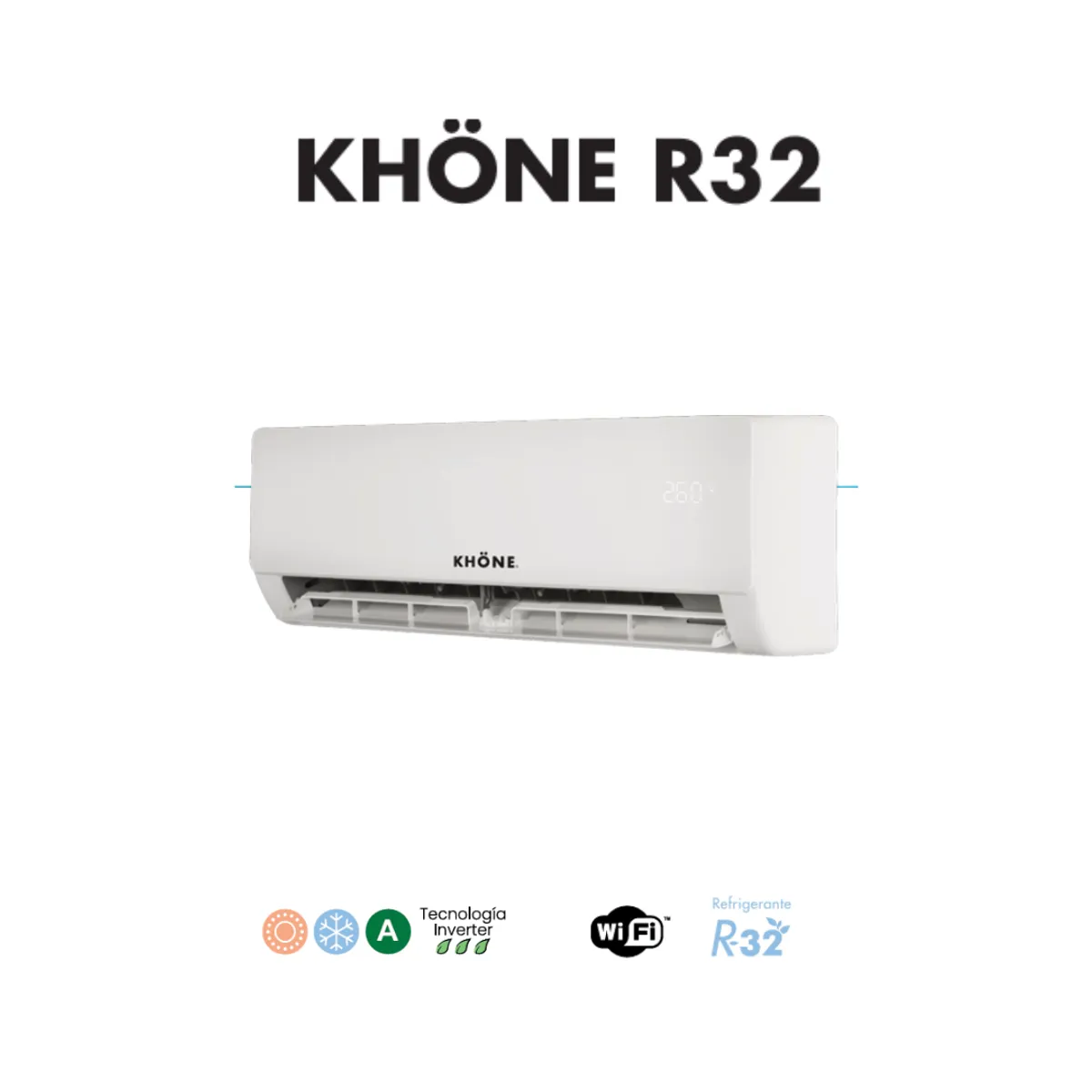 KHONE - Aire Acondicionado 12000 btu tipo split muro INVERTER WIFI Khone R32
