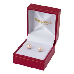 MALLORCA - Aros Perla de 7 mm Vastago Acero - Oriente Rosado