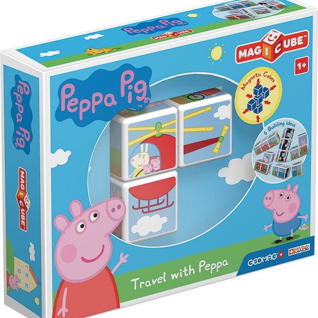 GEOMAG - Cubos Magnéticos MAGICUBE Peppa Pig - Viaja con Peppa (3 piezas)