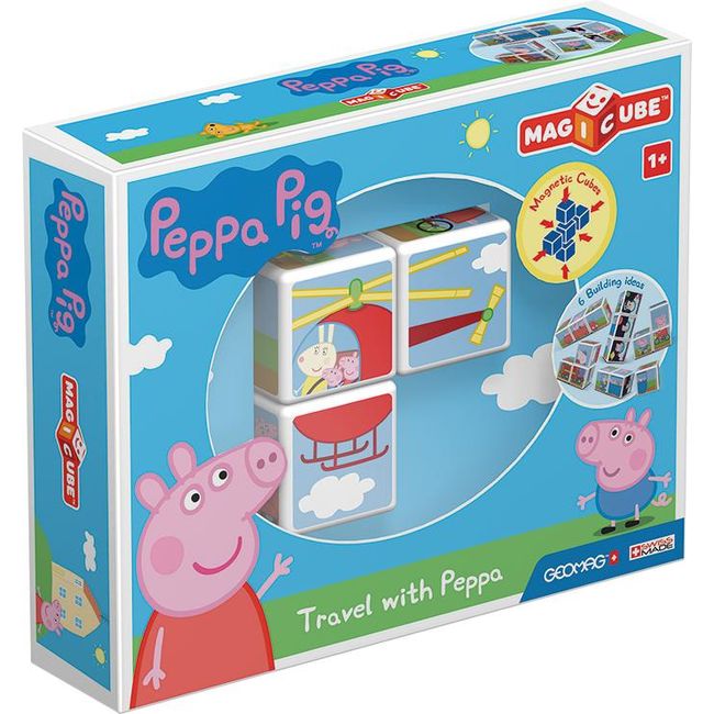 GEOMAG - Cubos Magnéticos MAGICUBE Peppa Pig - Viaja con Peppa (3 piezas)