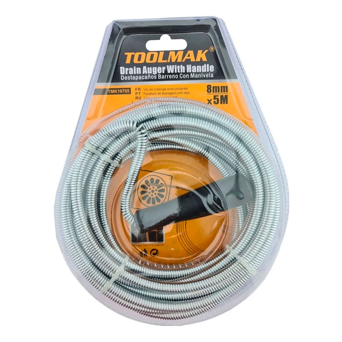 GENERICO - Llave Ganzua Laucha Destapador Cañaria 5mts 8mm Toolmak