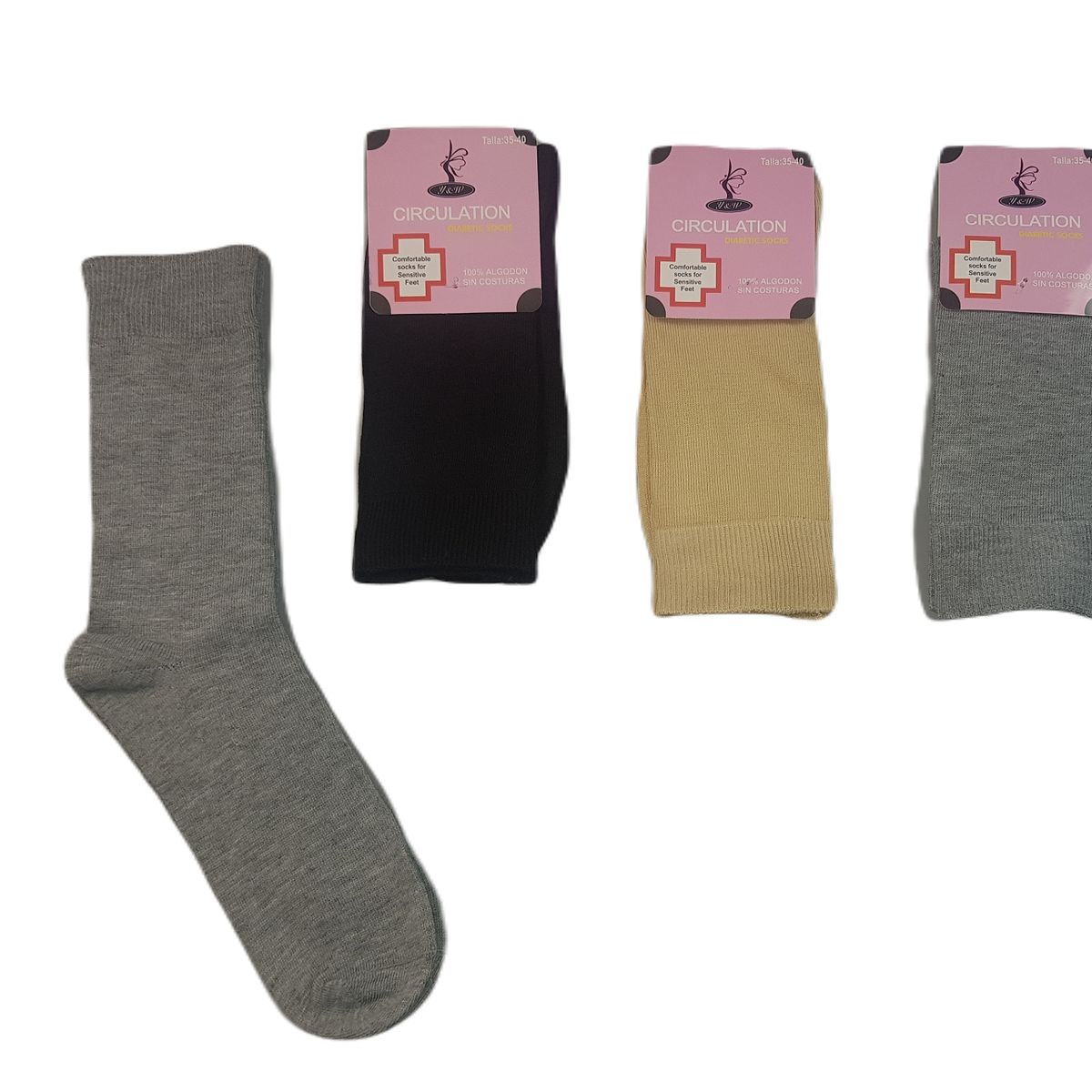 GARSIL - 6 Pares Calcetines Circulación Algodon Mujer Sin Costuras - Diabeticos