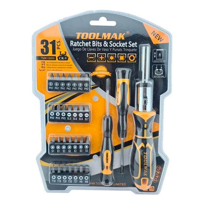 GENERICO - Juego Destornillador Con Ratchet Puntas Precisión 31 Pcs Tmk