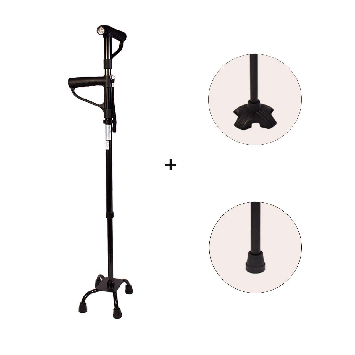 ONEDER - Baston Ortopedico Adulto 3 En 1 + Luz Led Calidad Premium