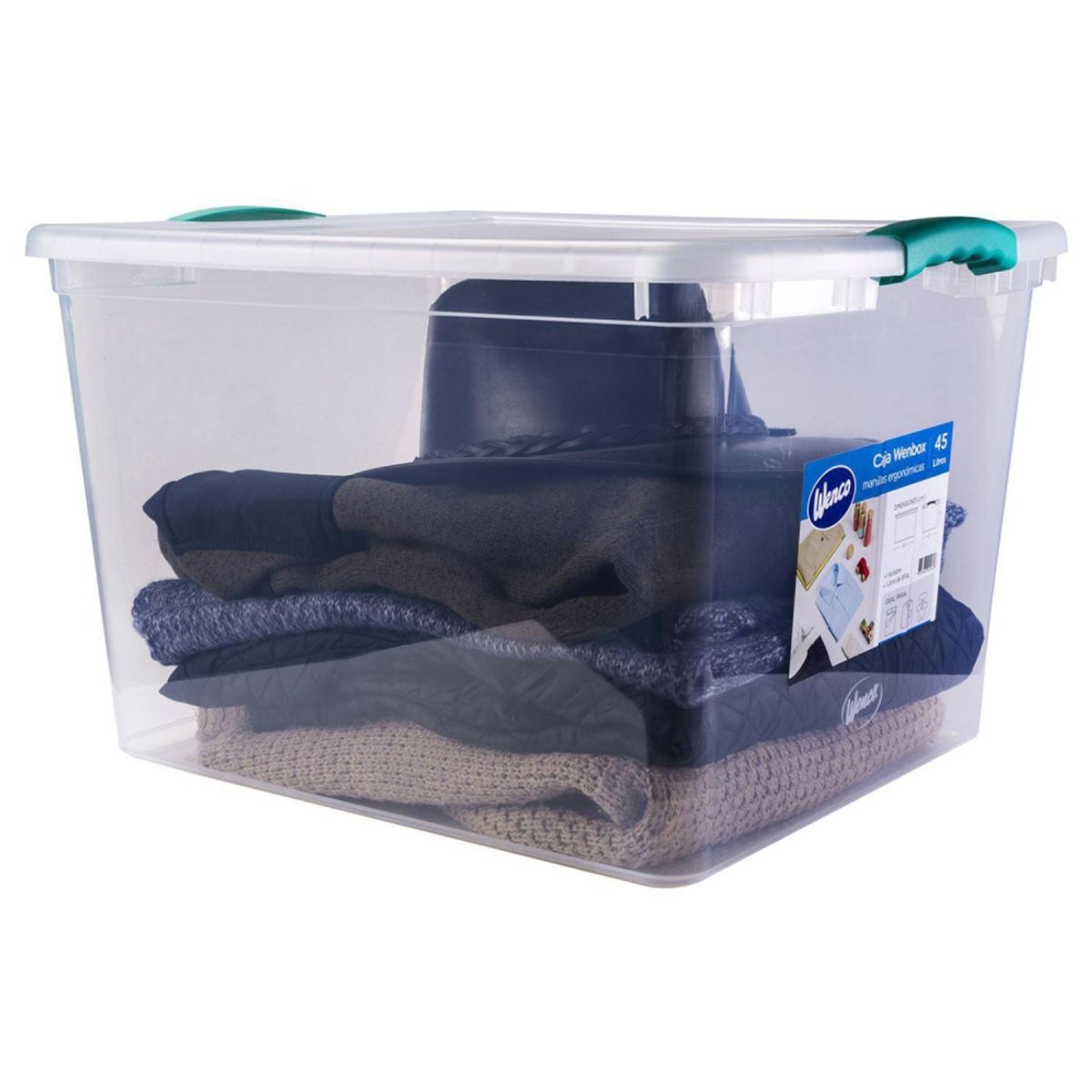 WENCO - Caja Organizadora Wenbox 45 Litros Transparente WENCO