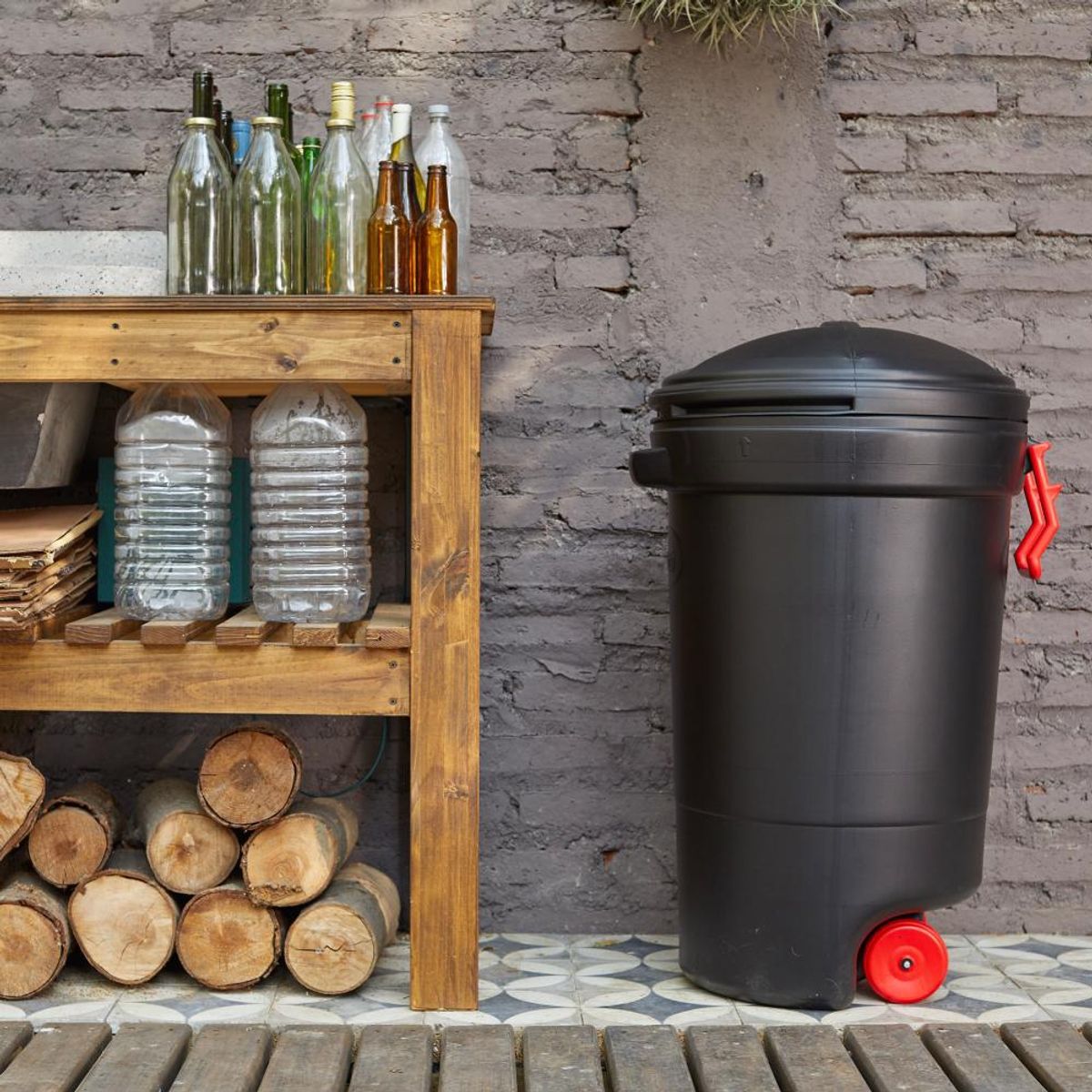 WENCO - Basurero 125 Litros Negro Con Ruedas WENCO