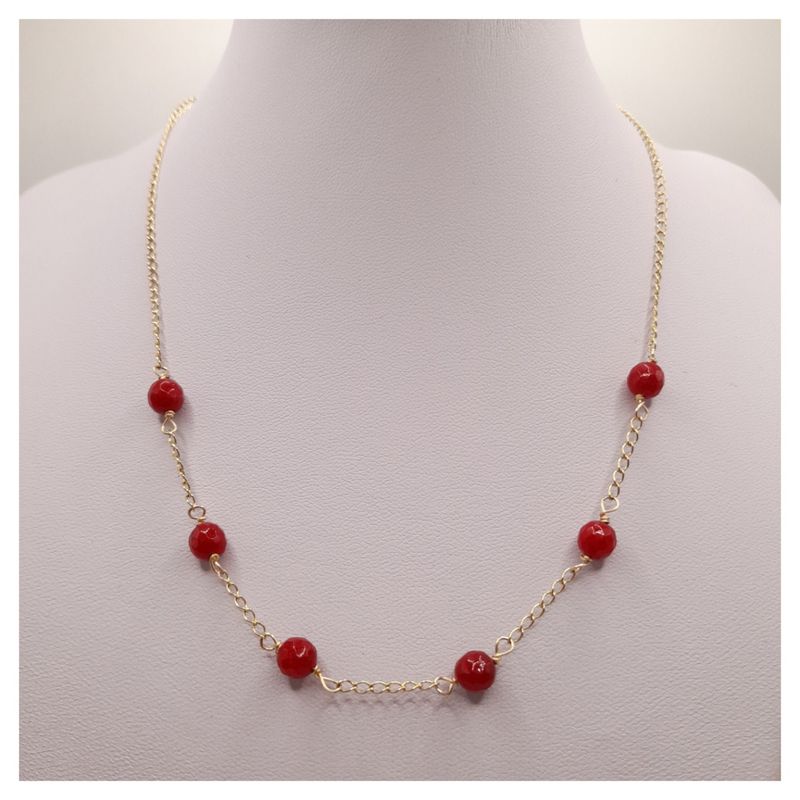 CAT JOYAS - Collar raíz de rubí enchapado en oro