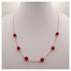 CAT JOYAS - Collar raíz de rubí enchapado en oro